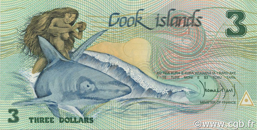 3 Dollars ISOLE COOK  1987 P.03a FDC