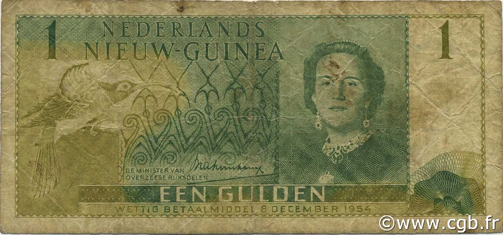 1 Gulden NETHERLANDS NEW GUINEA  1954 P.11 G