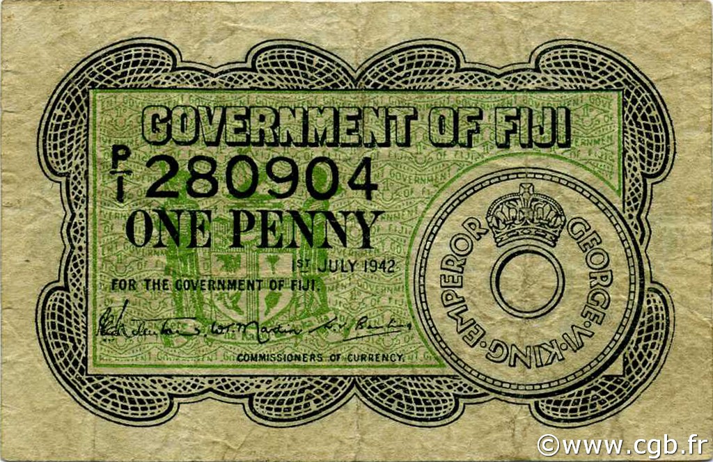 1 Penny FIDSCHIINSELN  1942 P.047a SGE
