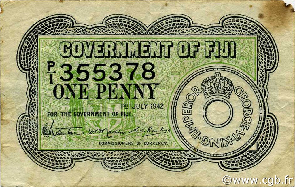 1 Penny FIJI  1942 P.047a F