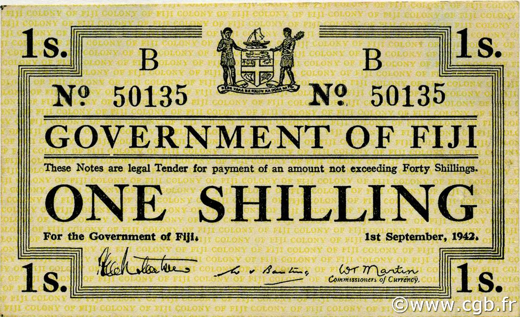 1 Shilling FIYI  1942 P.049b EBC