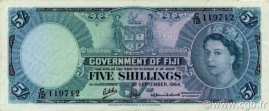 5 Shillings FIGI  1964 P.051d SPL