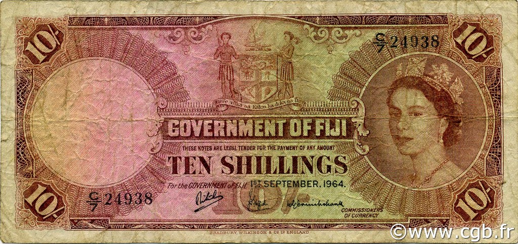 10 Shillings FIDSCHIINSELN  1964 P.052d fS