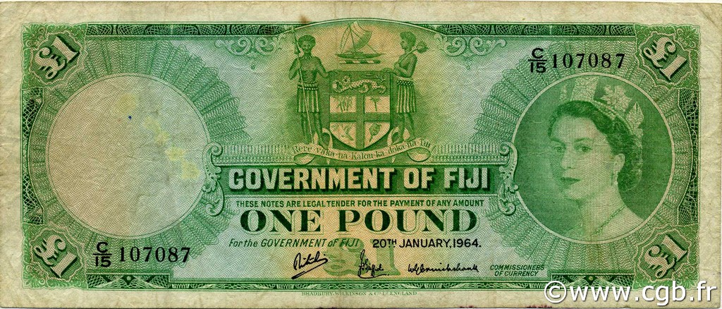 1 Pound FIDJI  1964 P.053f TB