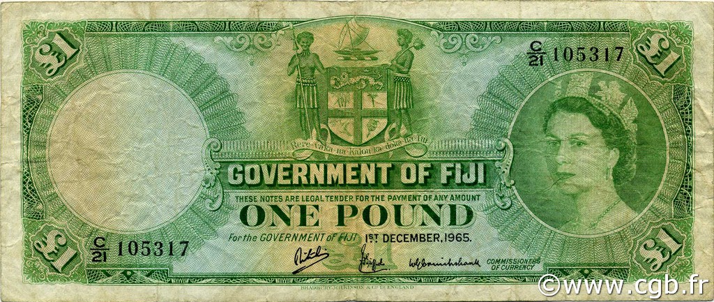 1 Pound FIJI  1965 P.053h F