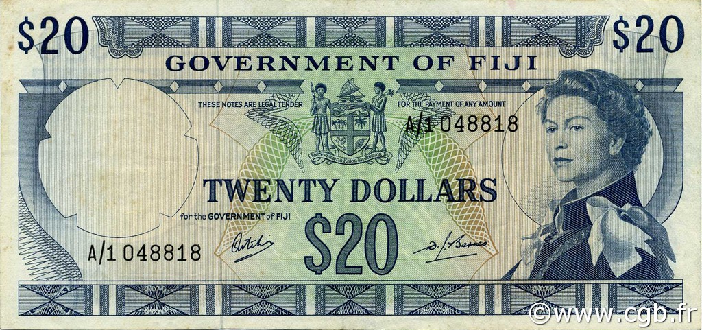 20 Dollars FIJI  1969 P.063a VF+