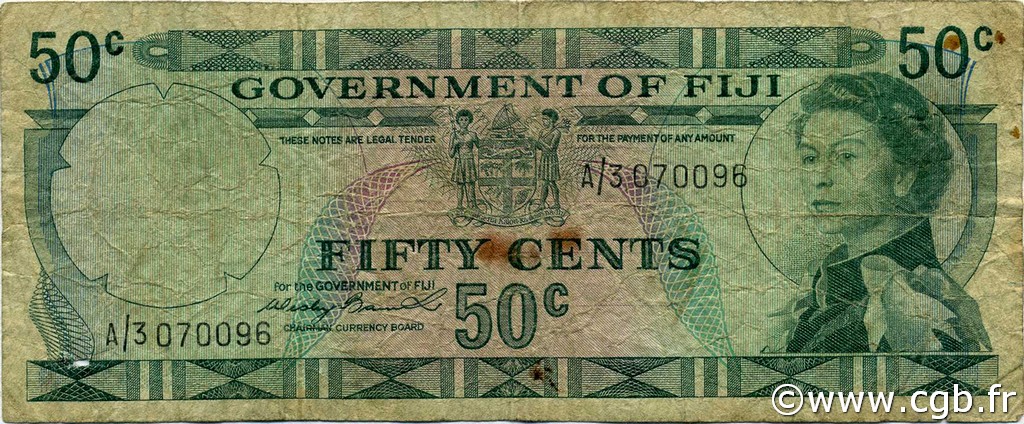 50 Cents FIJI  1971 P.064a VG