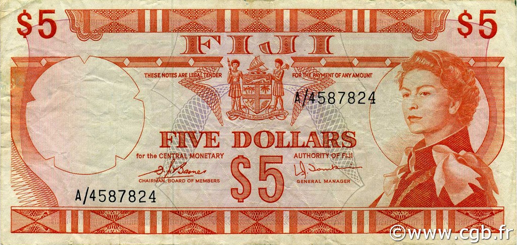 5 Dollars FIYI  1974 P.073c MBC