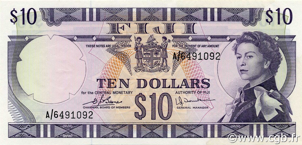 10 Dollars FIGI  1974 P.074c FDC