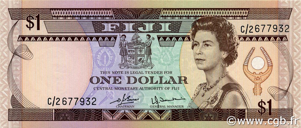 1 Dollar FIJI  1980 P.076a UNC