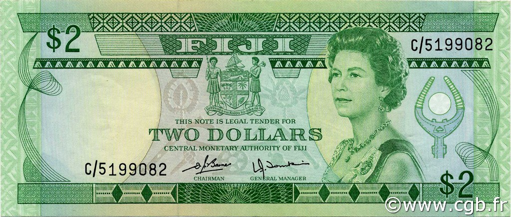 2 Dollars FIJI  1980 P.077a XF+