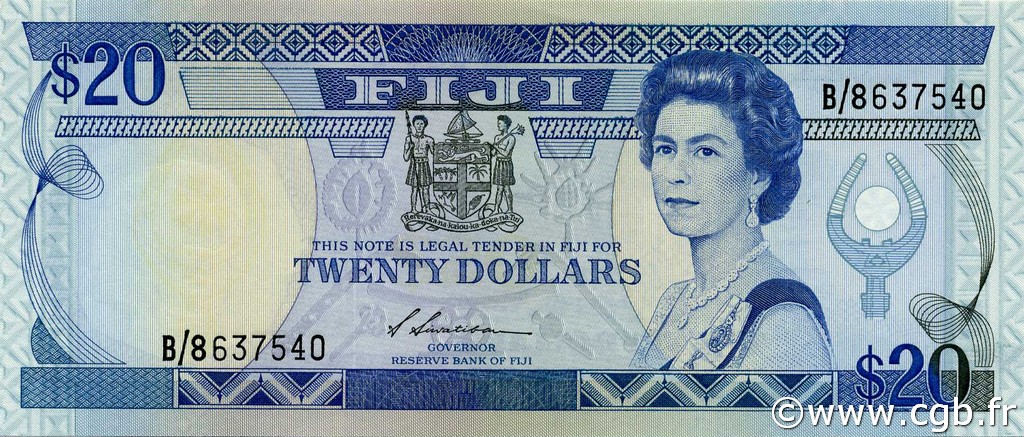 20 Dollars FIJI  1988 P.088a UNC