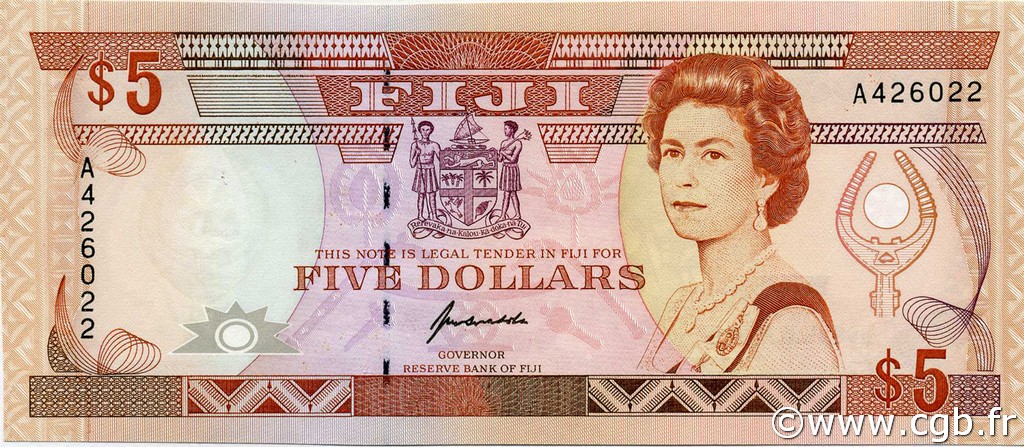5 Dollars FIDJI  1992 P.093a pr.NEUF