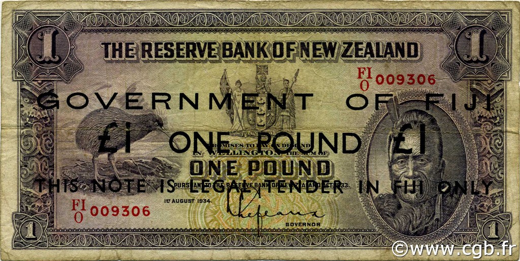 1 Pound FIDJI  1942 P.045c TB