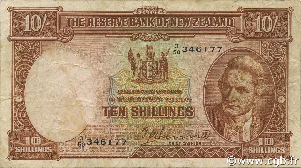 10 Shillings NUOVA ZELANDA
  1955 P.158a q.BB