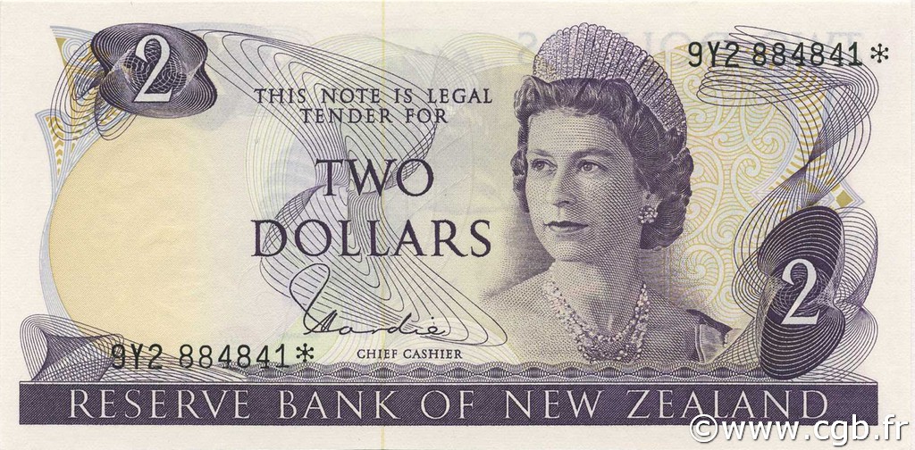 2 Dollars Remplacement NEW ZEALAND  1977 P.164d* UNC