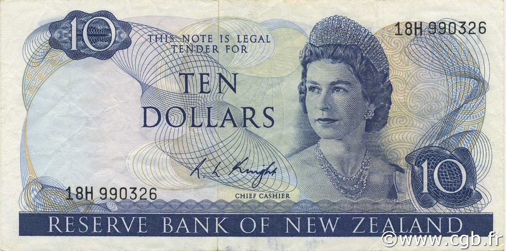 10 Dollars NUOVA ZELANDA
  1975 P.166c q.SPL