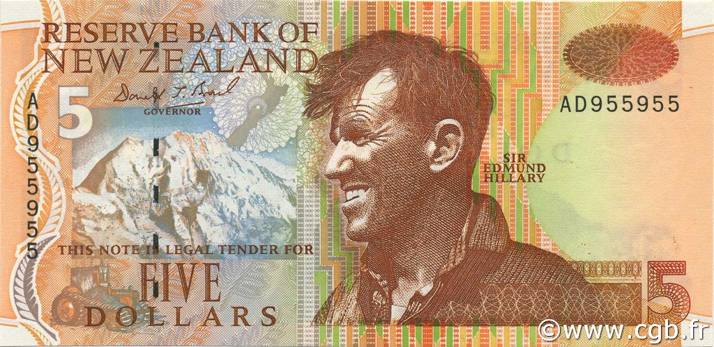 5 Dollars NUEVA ZELANDA
  1992 P.177a FDC