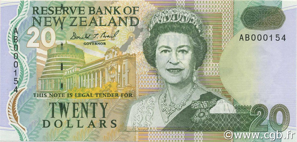 20 Dollars NUOVA ZELANDA
  1992 P.179a q.FDC