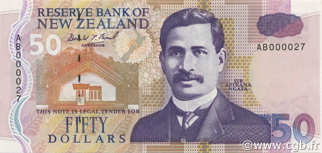 50 Dollars NUOVA ZELANDA
  1992 P.180a q.FDC