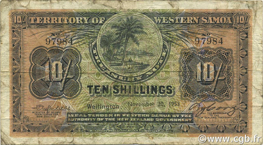 10 Shillings SAMOA  1953 P.07c RC