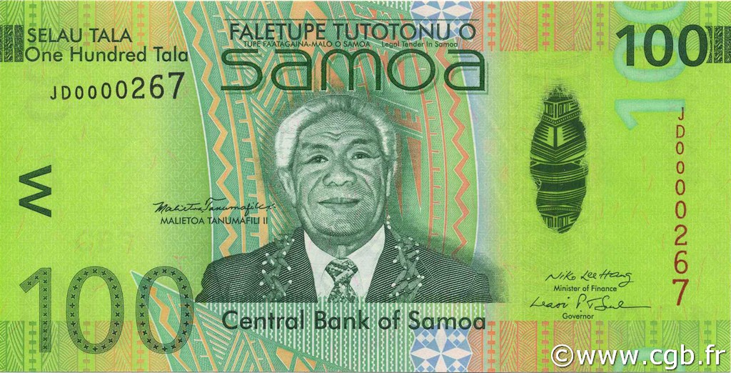 100 Tala SAMOA  2008 P.43 UNC