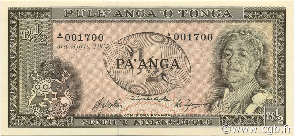 1/2 Pa anga TONGA  1967 P.13a UNC-