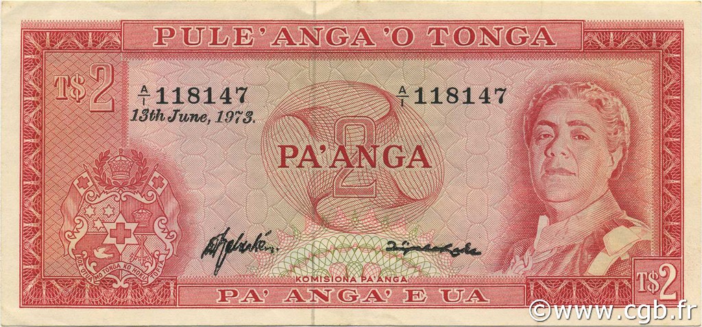 2 Pa anga TONGA  1973 P.15d XF-
