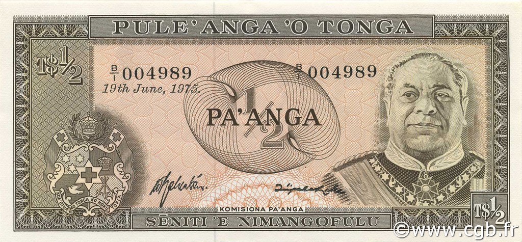 1/2 Pa anga TONGA  1975 P.18a fST+