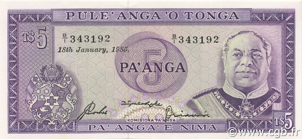 5 Pa anga TONGA  1985 P.21c UNC