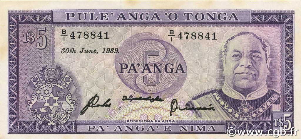 5 Pa anga TONGA  1989 P.21c UNC