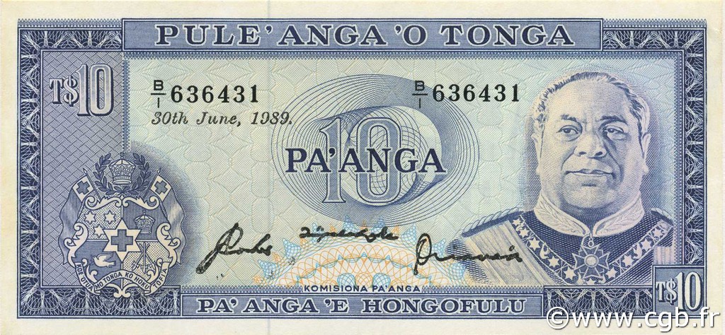 10 Pa anga TONGA  1989 P.22c ST