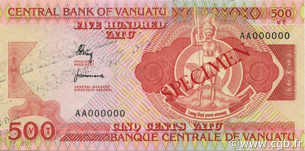 500 Vatu Spécimen VANUATU  1982 P.02s SC