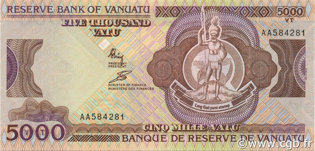 5000 Vatu VANUATU  1993 P.07 FDC