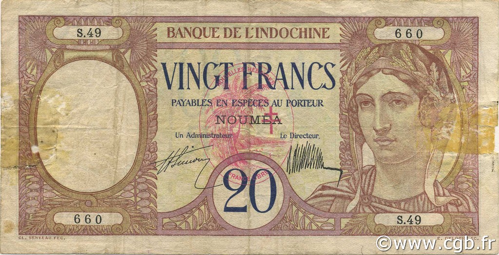 20 Francs NEUE HEBRIDEN  1941 P.06 S