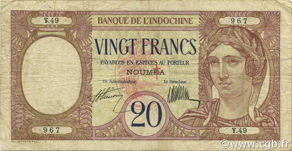 20 Francs NUOVE EBRIDI  1941 P.06 q.BB