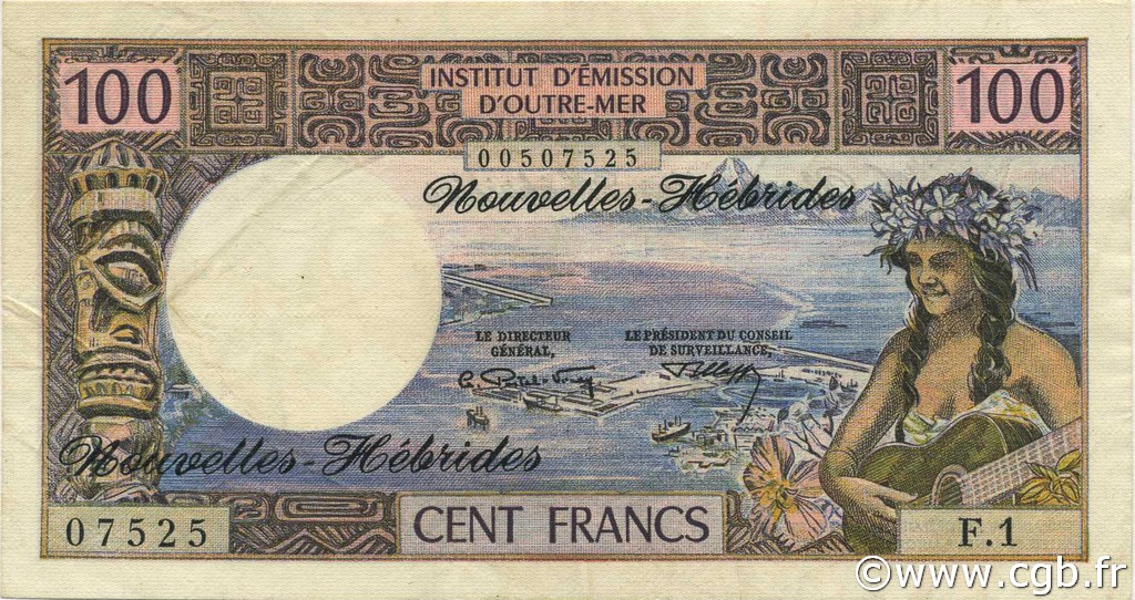 100 Francs NEW HEBRIDES  1972 P.18b XF-