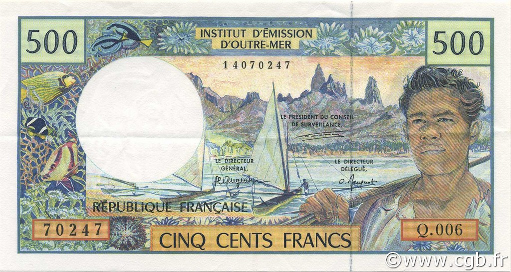500 Francs FRENCH PACIFIC TERRITORIES  1992 P.01b XF