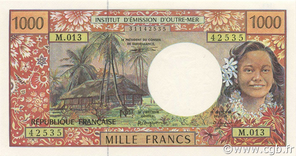 1000 Francs FRENCH PACIFIC TERRITORIES  1995 P.02a AU
