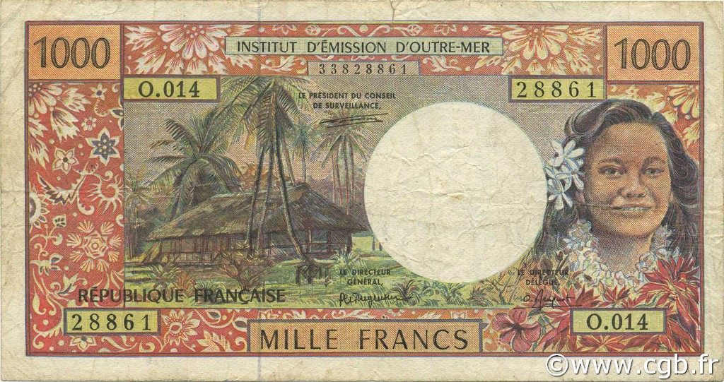 1000 Francs FRENCH PACIFIC TERRITORIES  1996 P.02b MB