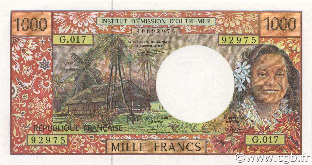 1000 Francs POLYNESIA, FRENCH OVERSEAS TERRITORIES  1996 P.02b UNC