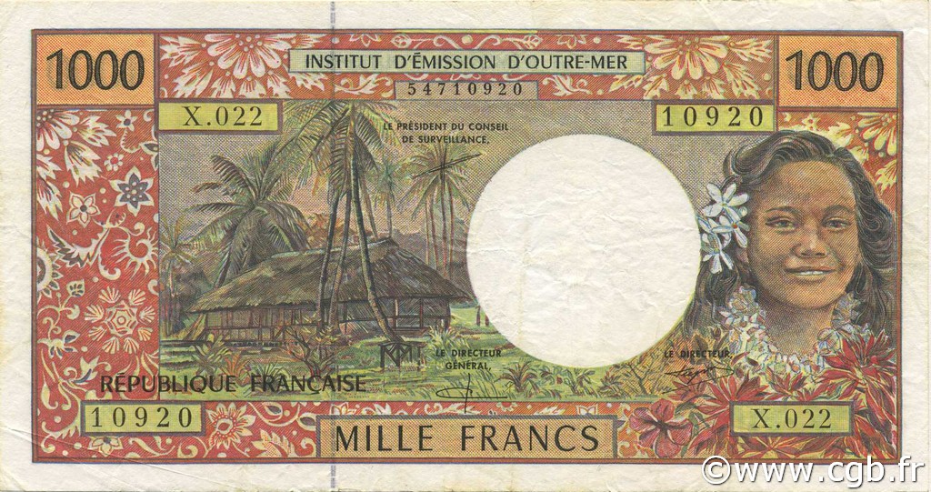 1000 Francs POLYNESIA, FRENCH OVERSEAS TERRITORIES  2001 P.02b VF