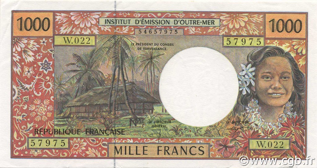 1000 Francs FRENCH PACIFIC TERRITORIES  2001 P.02b XF