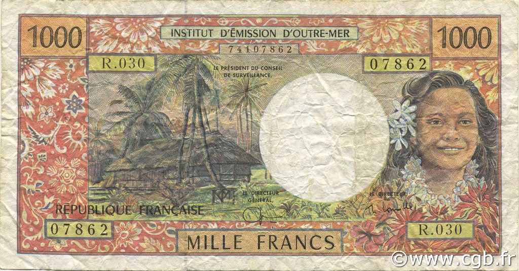 1000 Francs FRENCH PACIFIC TERRITORIES  2004 P.02b BC+