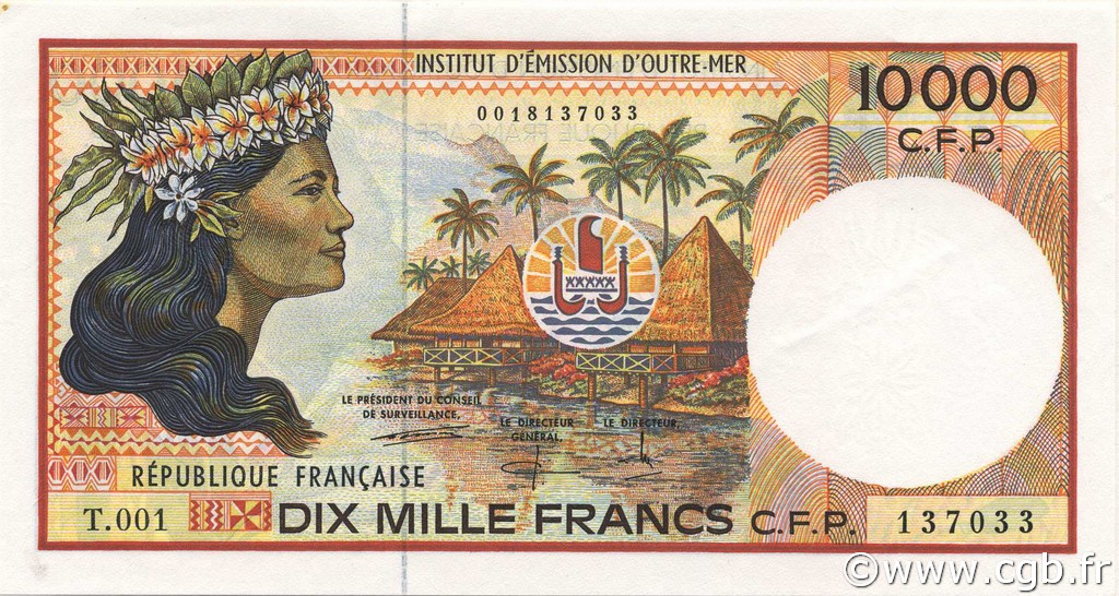 10000 Francs FRENCH PACIFIC TERRITORIES  1995 P.04b UNC-