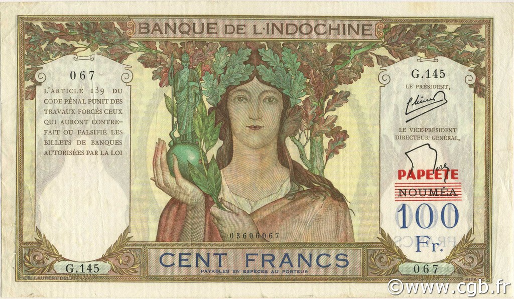 100 Francs TAHITI  1963 P.16A MBC+