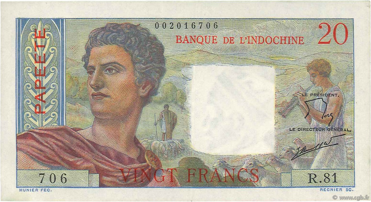20 Francs TAHITI  1963 P.21c EBC+