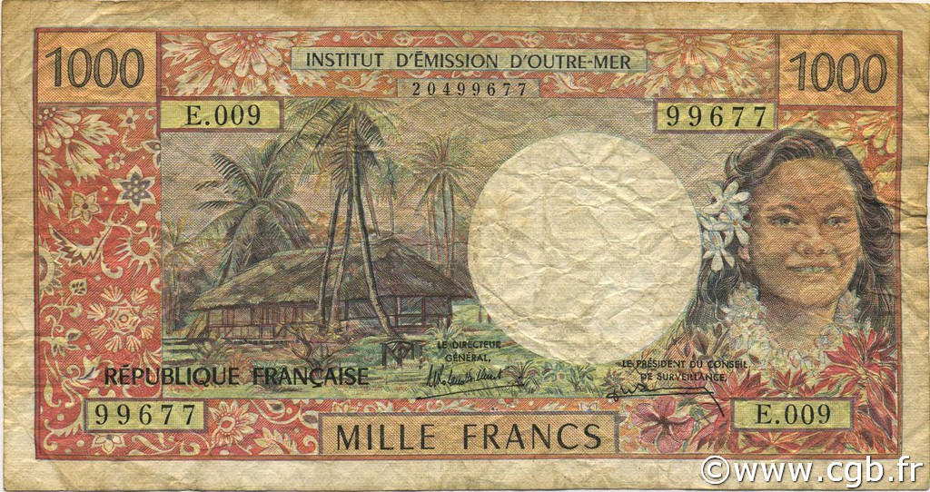 1000 Francs TAHITI  1985 P.27d MB