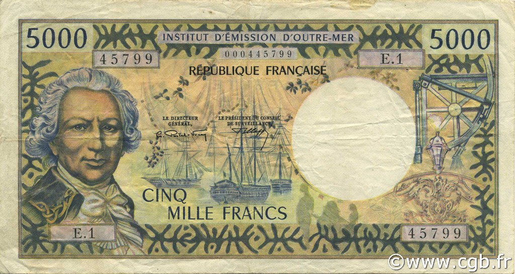 5000 Francs TAHITI  1971 P.28a MBC
