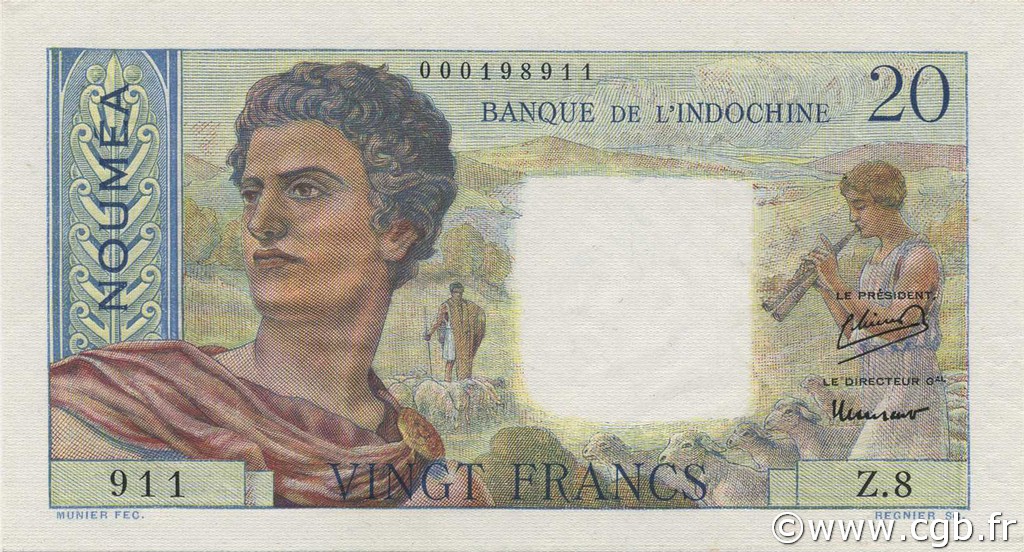 20 Francs NOUVELLE CALÉDONIE  1951 P.50a FDC